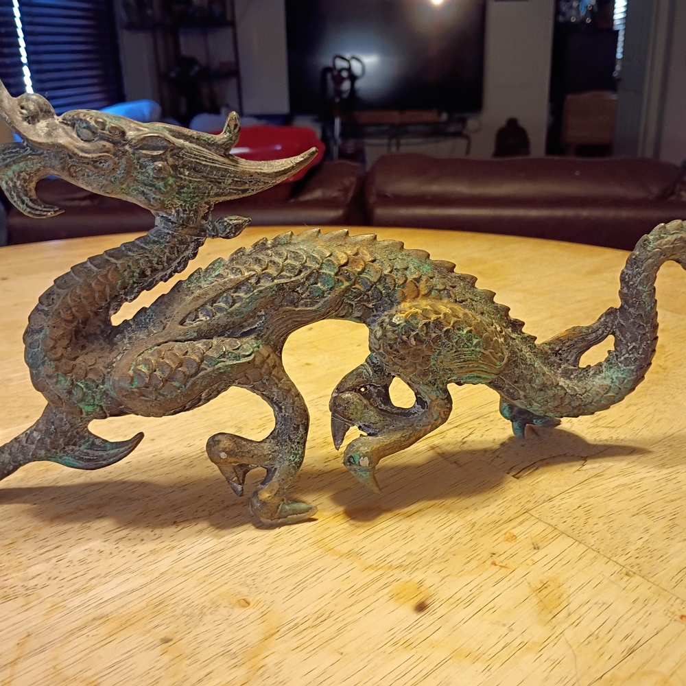 Majestic Verdigris Dragon Sculpture